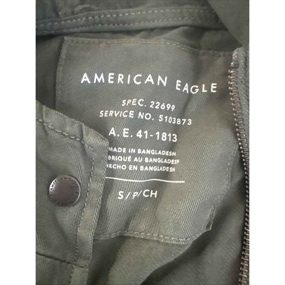 American Eagle Jacket Womens S Green Military Jacket Long Sleeve Pockets Zip - Picture 6 of 7
